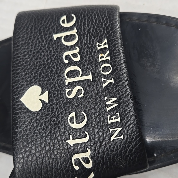 Kate Spade Black Leather Slides 8 - Picture 5 of 5